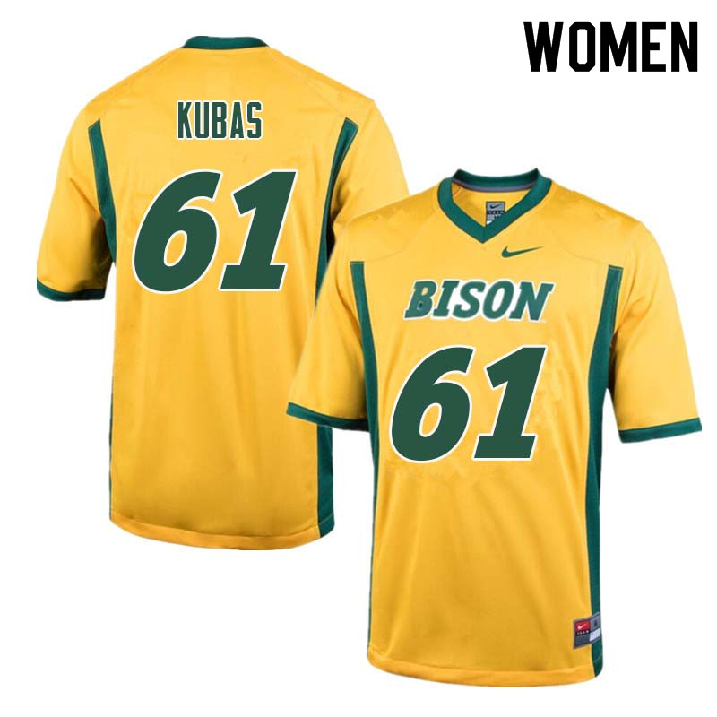 Women #61 Zach Kubas North Dakota State Bison College Football Jerseys Sale-Yellow - Click Image to Close